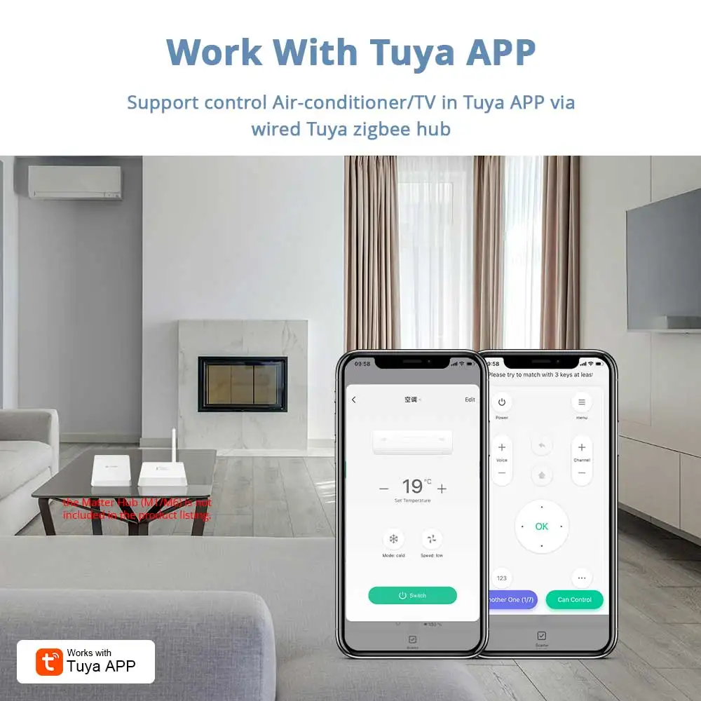 Tuya Zigbee-ユニバーサル赤外線リモコン,スマートIRコントローラー,TVボックス,ファン,Alexa音声制御