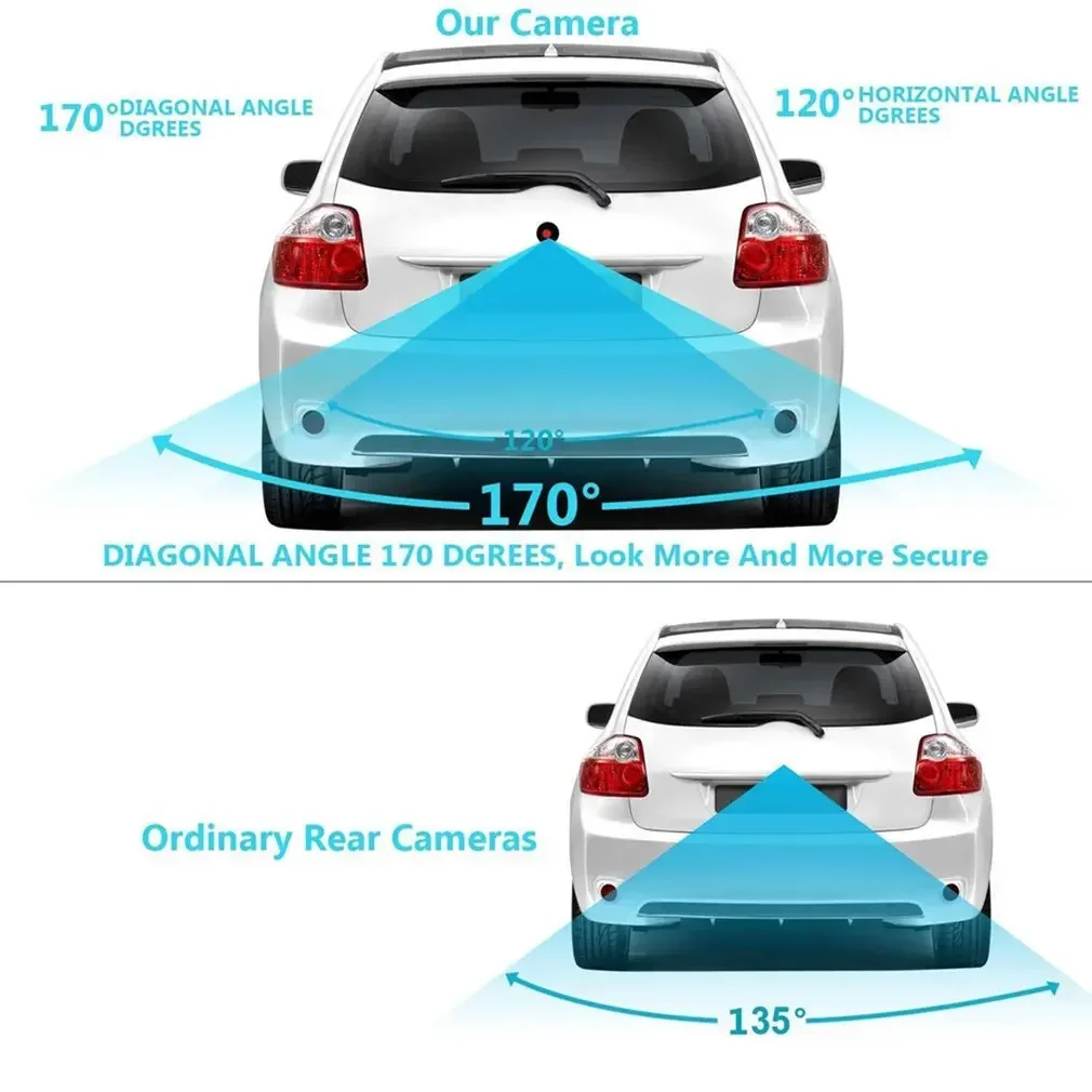 Cámara de visión trasera de coche HD CCD cámara de marcha atrás de estacionamiento de respaldo de visión nocturna 170 ° Gran angular