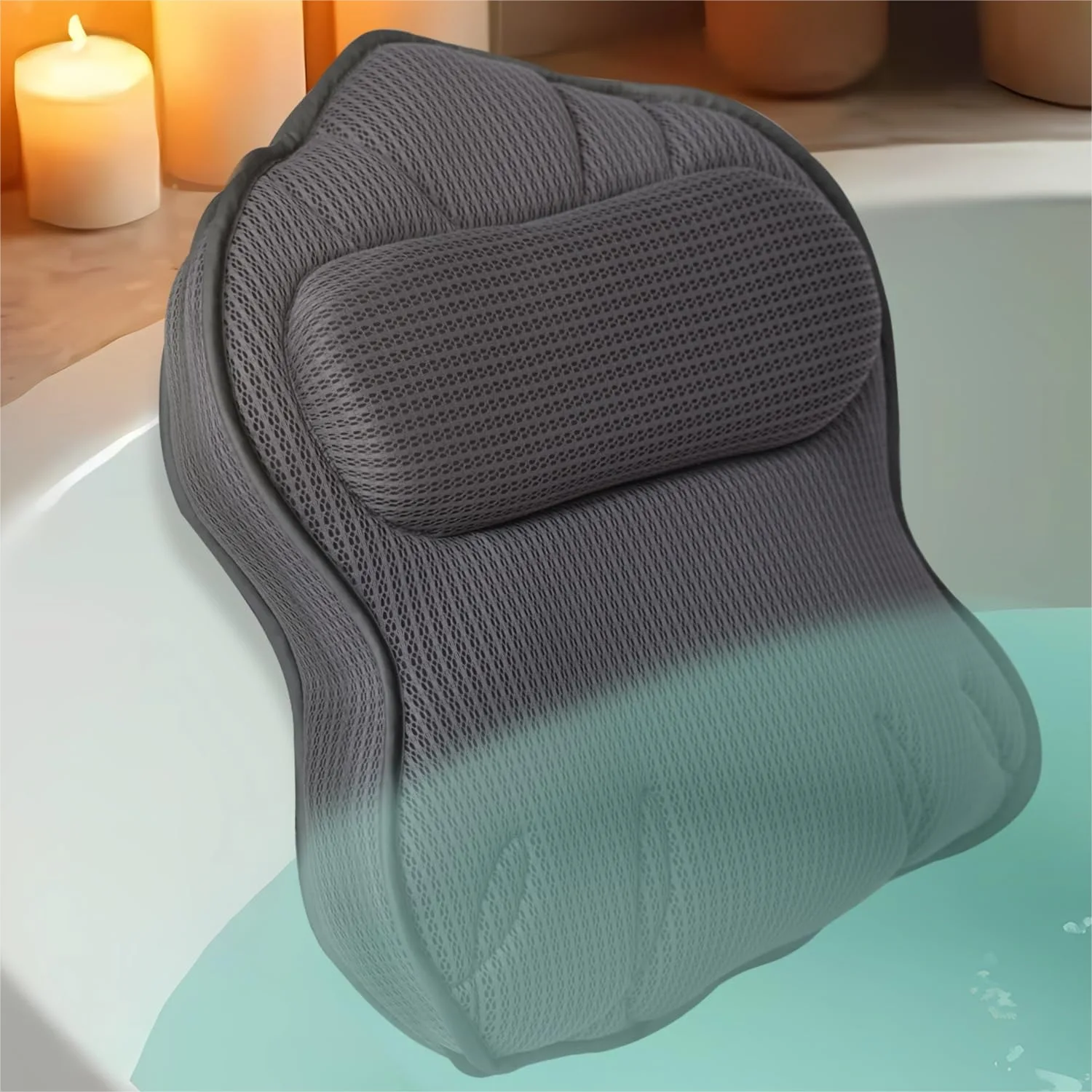 

Extra Thick Bath Pillows for Tub, Luxury Bathtub Pillow for Head Neck and Back Support, Soft 4D Air Mesh with Strong Suction