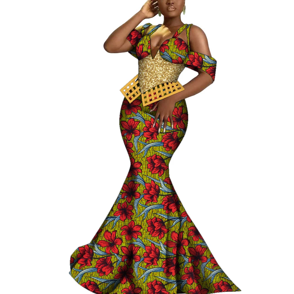 Fashion Robe Africaine Dashiki African Dresses for Women Ankara Print Party Evening Gowns Elegant Maxi Long Lady Dresses WY1051