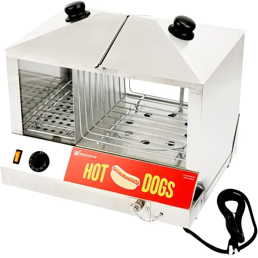 Restaurantware Hi Tek Hot Dog Steamer And Bun Warmer 1 Food Truck And Concession Stand Hot Dog Cooker - 100 Hot Dog And 48 Bun