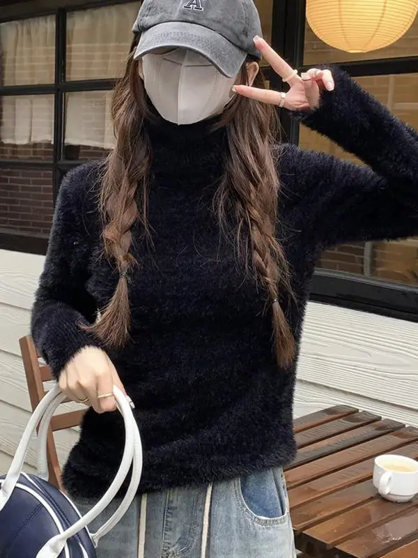 

Sweaters Jumpers Pullovers Women European Style Layered Lamb Embellished Chic Leopard Rural Animal Softy Pastoral Winter Warm BF