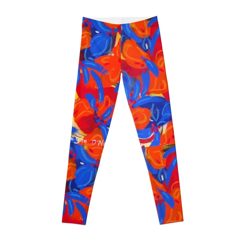 

Blue Petals Leggings Sports female flared legings for fitness Womens Leggings