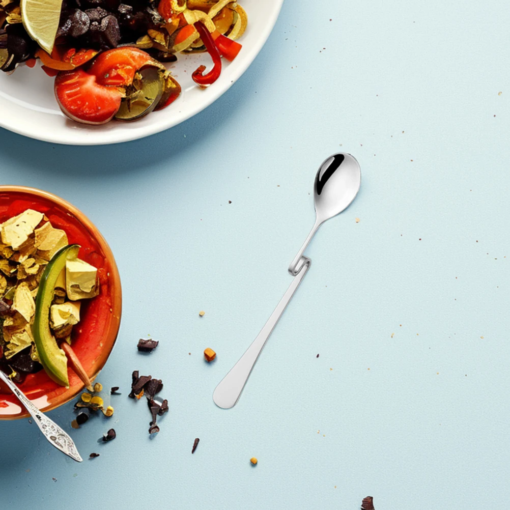 

6pcs Stainless Spoon Bent Handle Spoons Stirring Long Short Options Kitchen