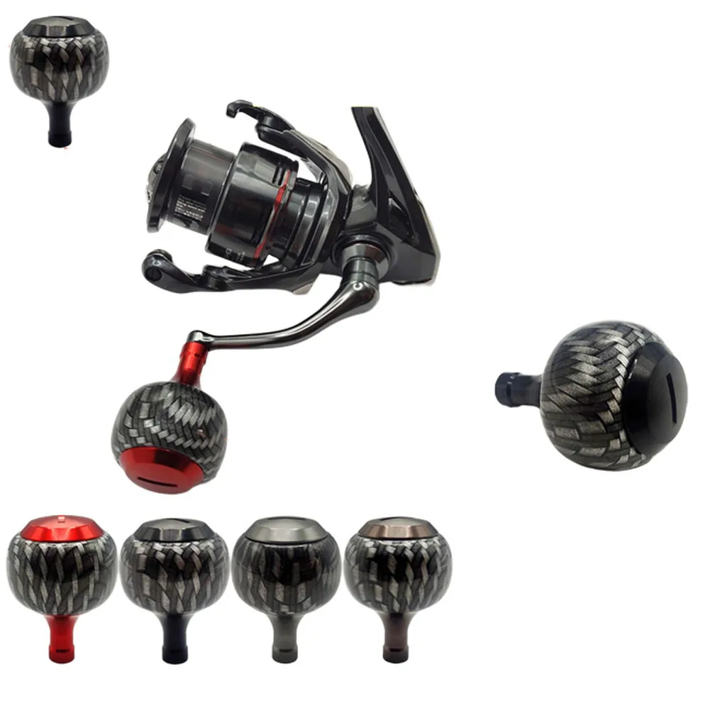 24-for-vanford-釣りリール用カーボンファイバーとアルミニウム合金ノブセット、改造釣りリールアクセサリー用球形グリップ付き