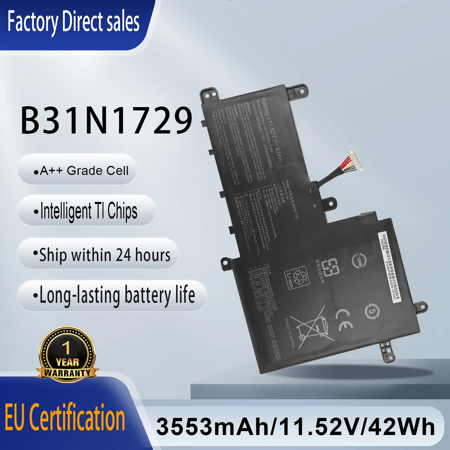Nueva batería de ordenador portátil B31N1729 para Asus VivoBook S15 S530 S530F S530FA S530FN S530UA S530UF S530UN X530FN X530FN-1A S5300F S5300UN