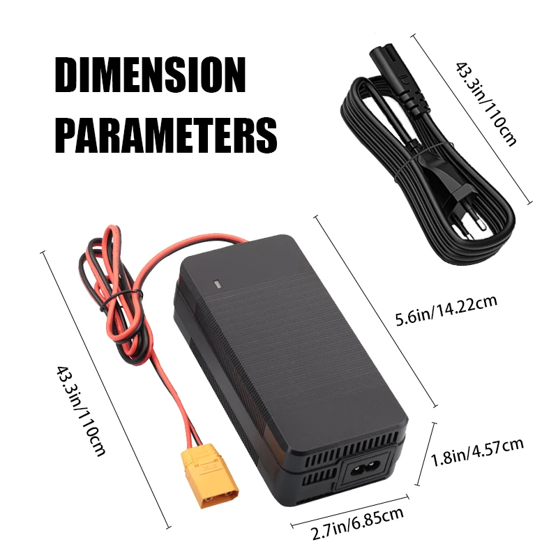 58.8V 4A Lithium Battery Charger For 14S 52V Li-ion Battery Pack Fast Charging With Cooling Fan Electric Scooter Power Adapter