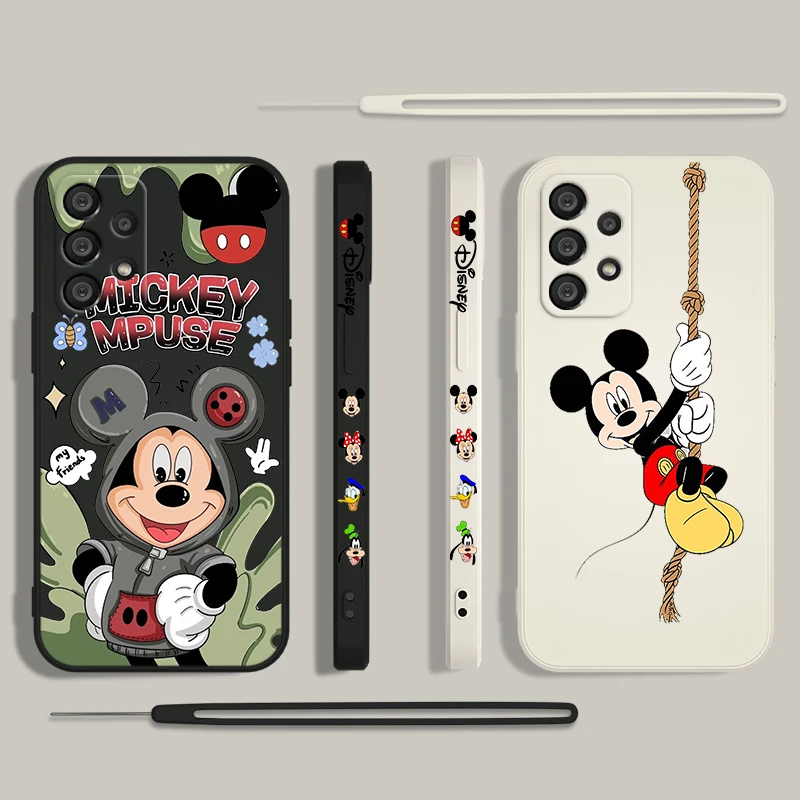 Mickey Mouse And Donald Duck Phone Case For Samsung A55 A53 A33 A52 A32 A71 A51 A21S A35 A25 5G Liquid Left Rope Funda