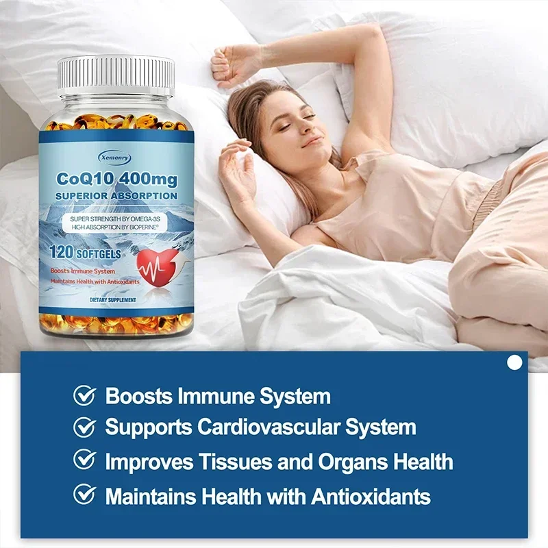 CoQ10 400 mg - Bevordert cardiovasculaire en hartgezondheid, antioxidant, biedt energie voor de algehele gezondheid