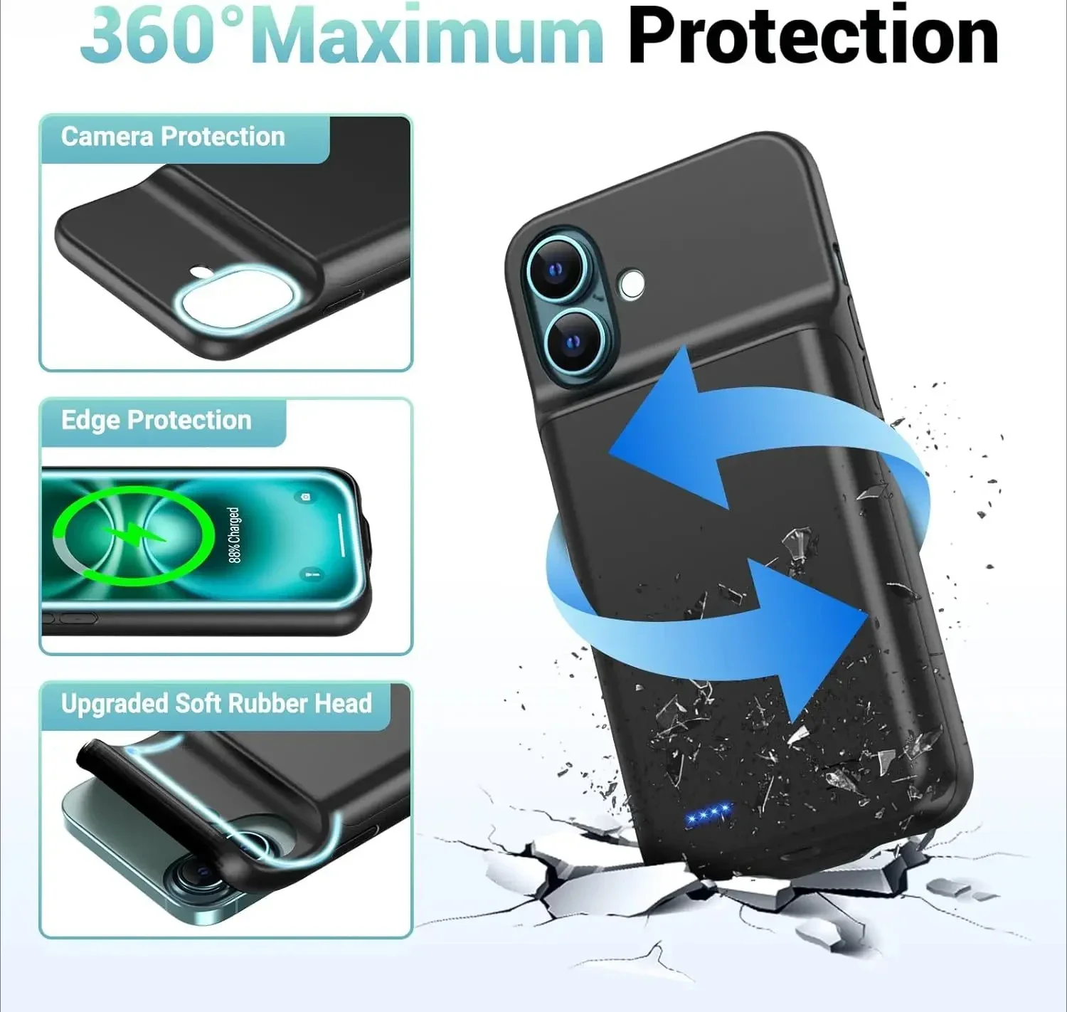 10000mAh آيفون 17 برو 16 زائد حافظة الطاقة 17 الهواء قوة البنك شحن غطاء شاحن البطارية آيفون 17 برو ماكس