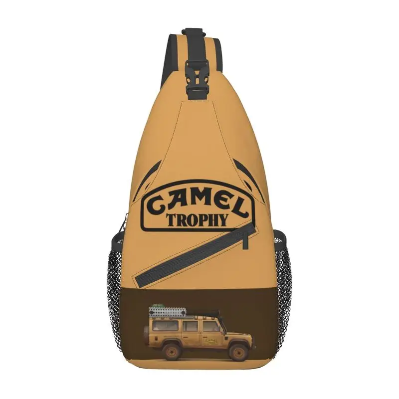 Camel Trophy Sling Crossbody Mochila para homens, logotipo personalizado, casual ombro peito sacos para viagem, ciclismo