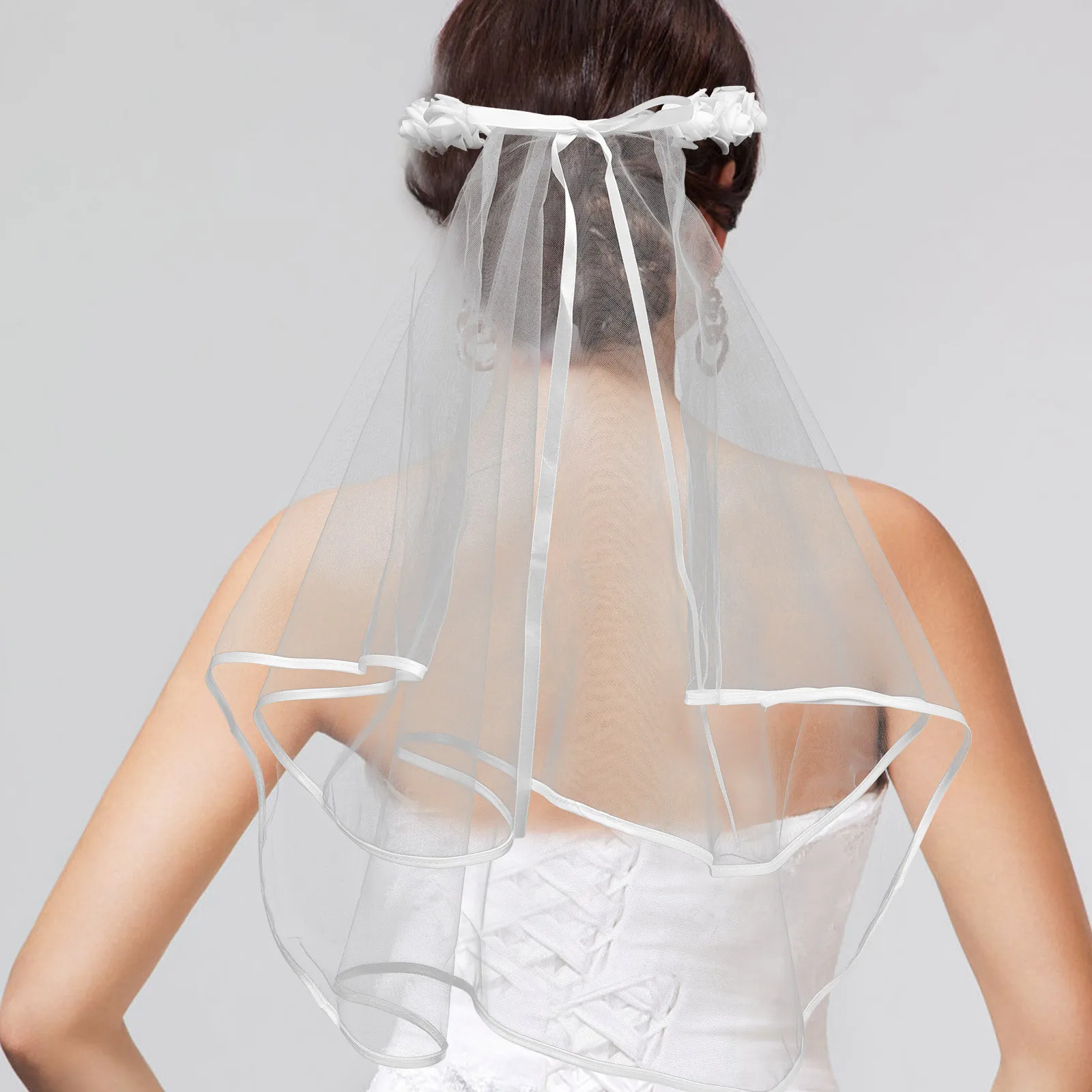 

Beautiful Garland Decor Veil Rose Headband Design Bridal Accessory for Women Elegant Wedding Party Comfortable Wear