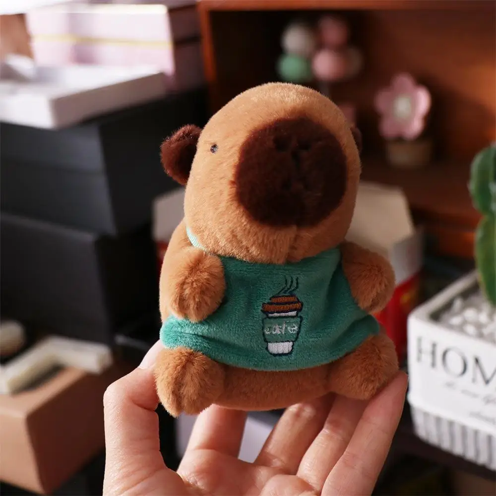 PP Cotton Capybara Keychain Plush Stuffed Fluffy Capybara Plush Pendant Ins Soft Capybara Plush Doll Toys Home Party Decor