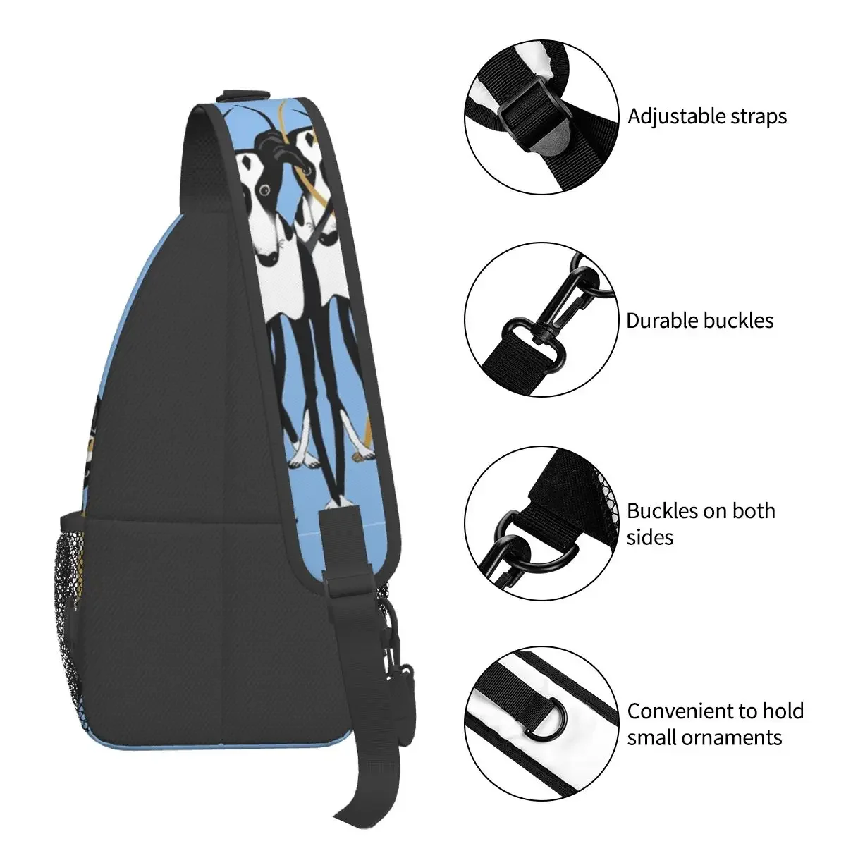 السلوقي الكلاب Crossbody حقائب بحمالات حقيبة الصدر الإيطالية Sihthound الحيوان حقيبة الكتف Daypack للسفر المشي لمسافات طويلة حقيبة السفر