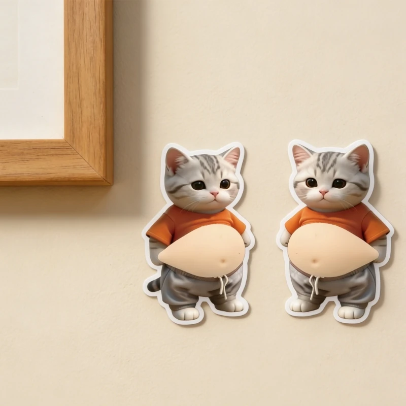 高品質のソフト TPR 素材のお腹子猫ステッカー ストレス解消スクイーズおもちゃ 不安解消感覚おもちゃ 15UB 2 個パック