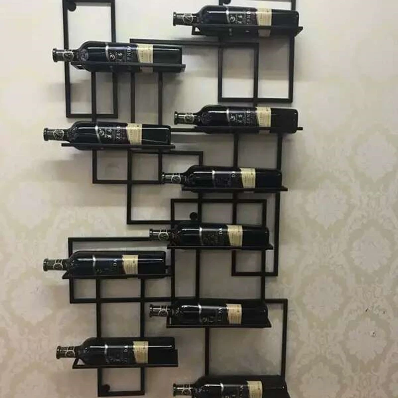 Simple modern wrought iron wine rack, bar bar, foreign wine rack, wine rack, wall decoration red wine rack