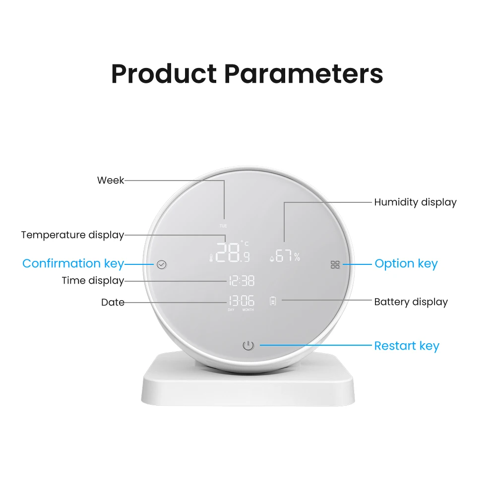 AVATTO Tuya WiFi Smart Temperature and Humidity Sensor Battery Powered Smart Home Security,Work With Alexa Google Home