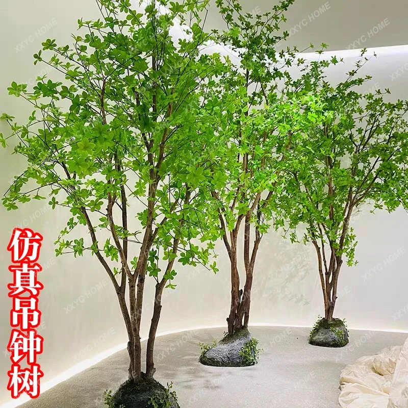 Artificial Bell Tree Fake Trees Drunk Wood Room Window Tea Room Plant on-the-Ground Green Plant Decorative Ornaments