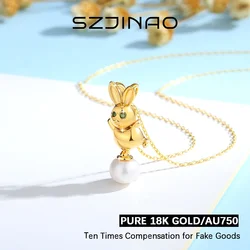Natural Pearl Pendant 100% 18K Gold Necklaces with Certificate for Women Anniversary Valentine's Day Gift Trendy Jewelry