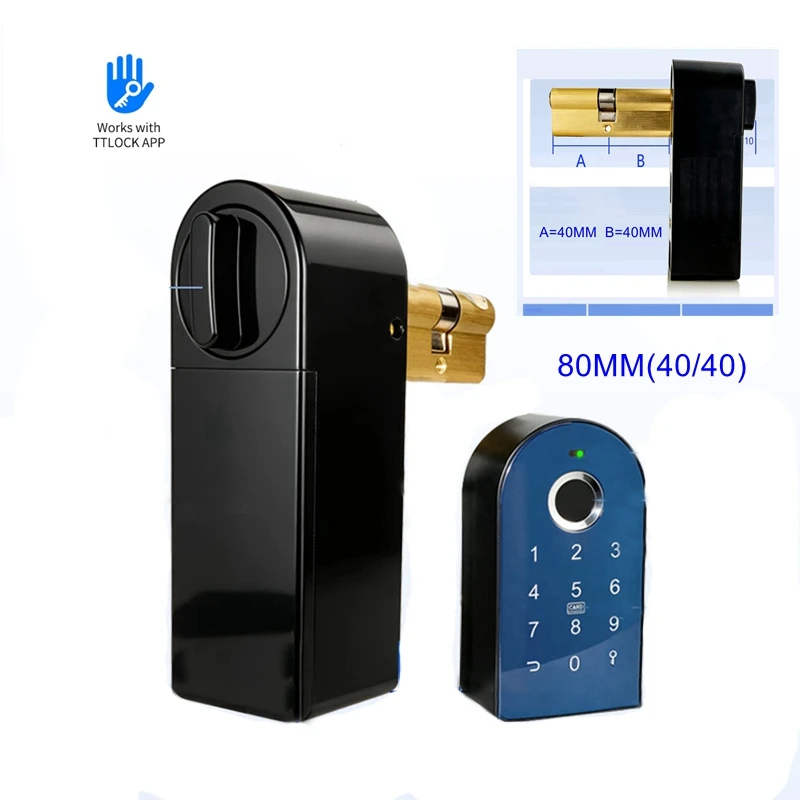 EGFirtor 80MM Cylinder TTLock Bluetooth APP Smart Door Lock Fingerprint Cylinder Password Home Electronic Lock