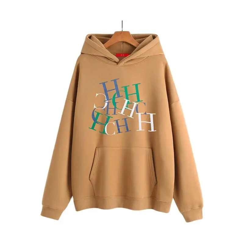 CHCH  2023 Autumn Winter Women\'s Hoodies Warm Oversize Luxury Print Letters Fleece Loose High Quality Hooded Sweatshirt