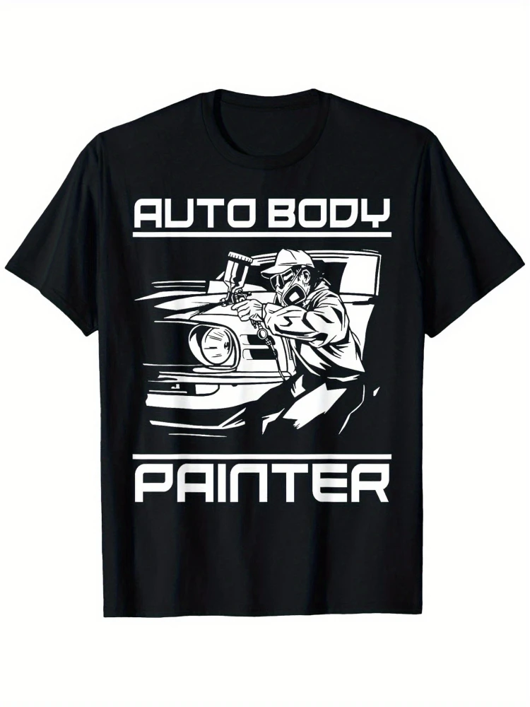 

Мужская футболка с рисунком Auto Body Painter — 100 % хлопок, размеры S-XXXL, круглый вырез, футболка с классическим дизайном автомобиля.