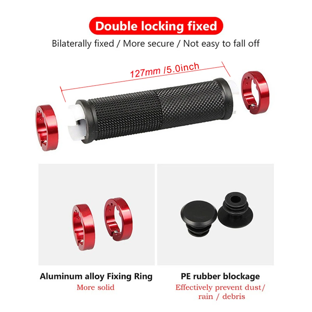 دراجة المطاط القبضات الجبلية سبيكة قفل الثنائي قفل المقود القبضات المضادة للانزلاق الدراجات المقود كم BMX دراجة الملحقات