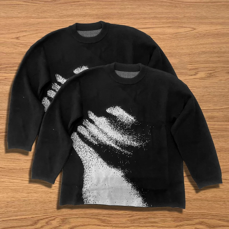 

Персонализированный повседневный пуловер с круглым вырезом, новый уличный свободный свитер, осенний мороженный теплый свитер