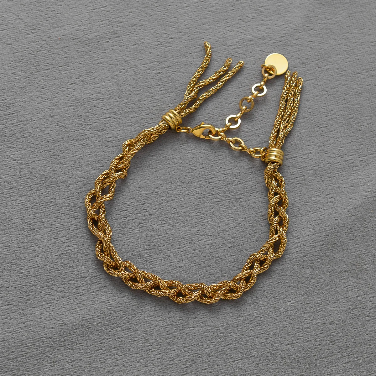 Korean Japanese Popular Gold Braided Tassel Bracelet Women Bohemian Luxury Versatile Stackable Hand Jewelry Gift