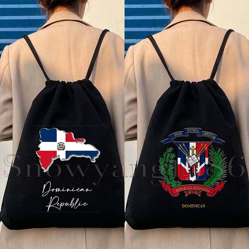 

Dominican Republic Flag Map Dominic Girl Santo Domingo Gifts Canvas Drawstring Bag Soccer Backpack Sackpack Sports String Bag