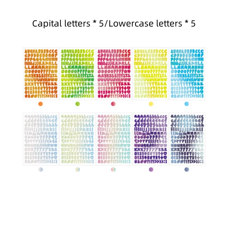 1000pcs Gradient Color Hollow Cute Cartoon Letter and Number Stickers with No Trace Notebook Hand account Decoration Letters image 5