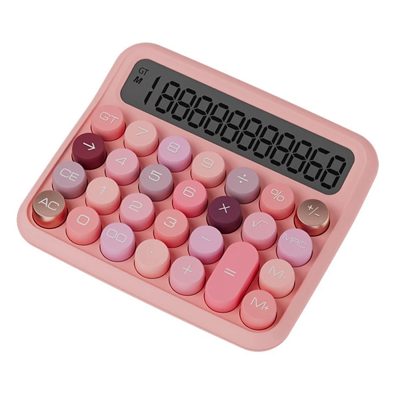 Mechanical Calculator 12 Digit With 5-Inch LCD Display, Big Buttons, Desk Calculator Cute For Office And Home Use