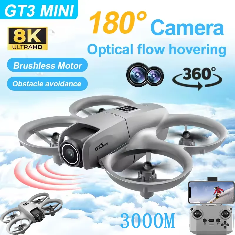 GT3 Mini NEW Drone WIFI HD Dual Camera Optical Flow Localization Dynamic Lighting Intelligent Obstacle Avoidance Quadcopters Toy