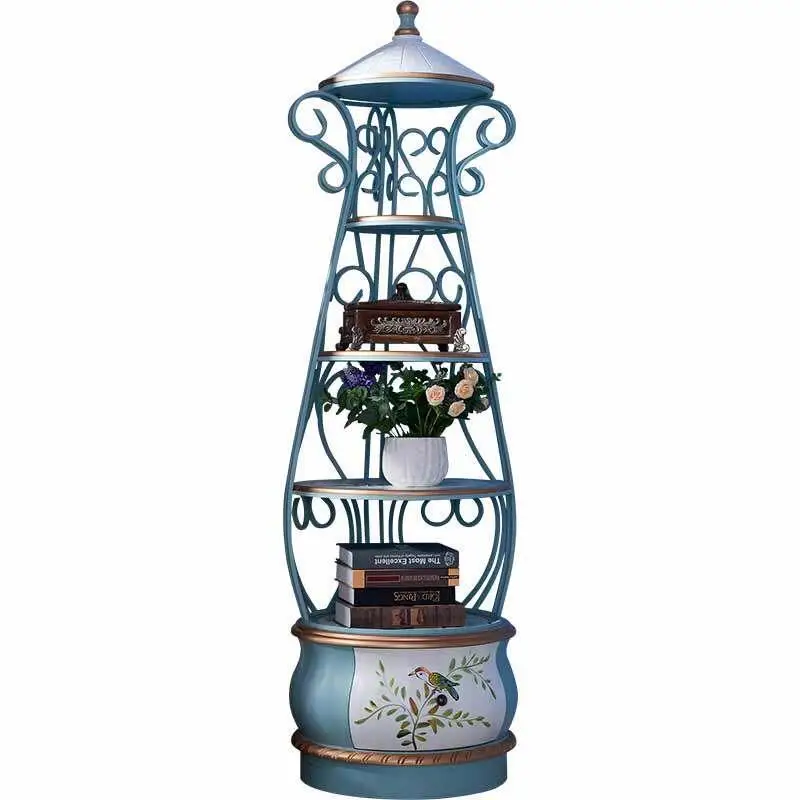 Metal flower stand, round wrought iron flower multi-layer shelf