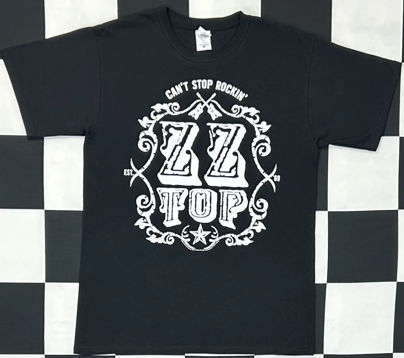 NWT Camiseta oficialmente con licencia ZZ TOP Cant Stop Rockin 2013 de la gira de EE. UU. para hombre (M)