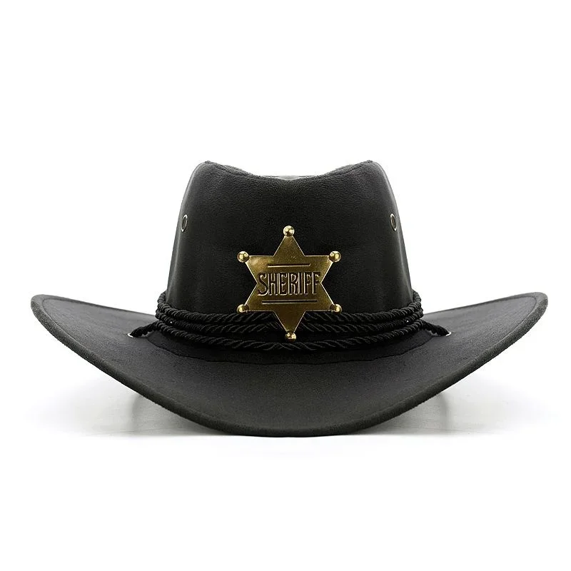 Men Women Six Star State Sheriff's Badge hat Cop Western Cowboy Sunscreen Outdoor Riding Tourism Fashion