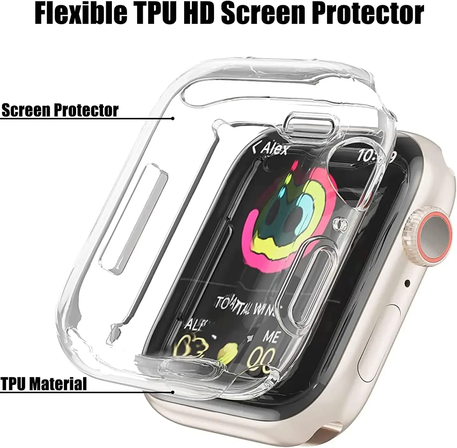 Weicher TPU-Displayschutz für Apple Watch 10, 9, 8, 45 mm, 41 mm, 44 mm, 42 mm, 46 mm, 49 mm, vollständige Hülle für IWatch Ultra 7 SE 6 5 4 3 2
