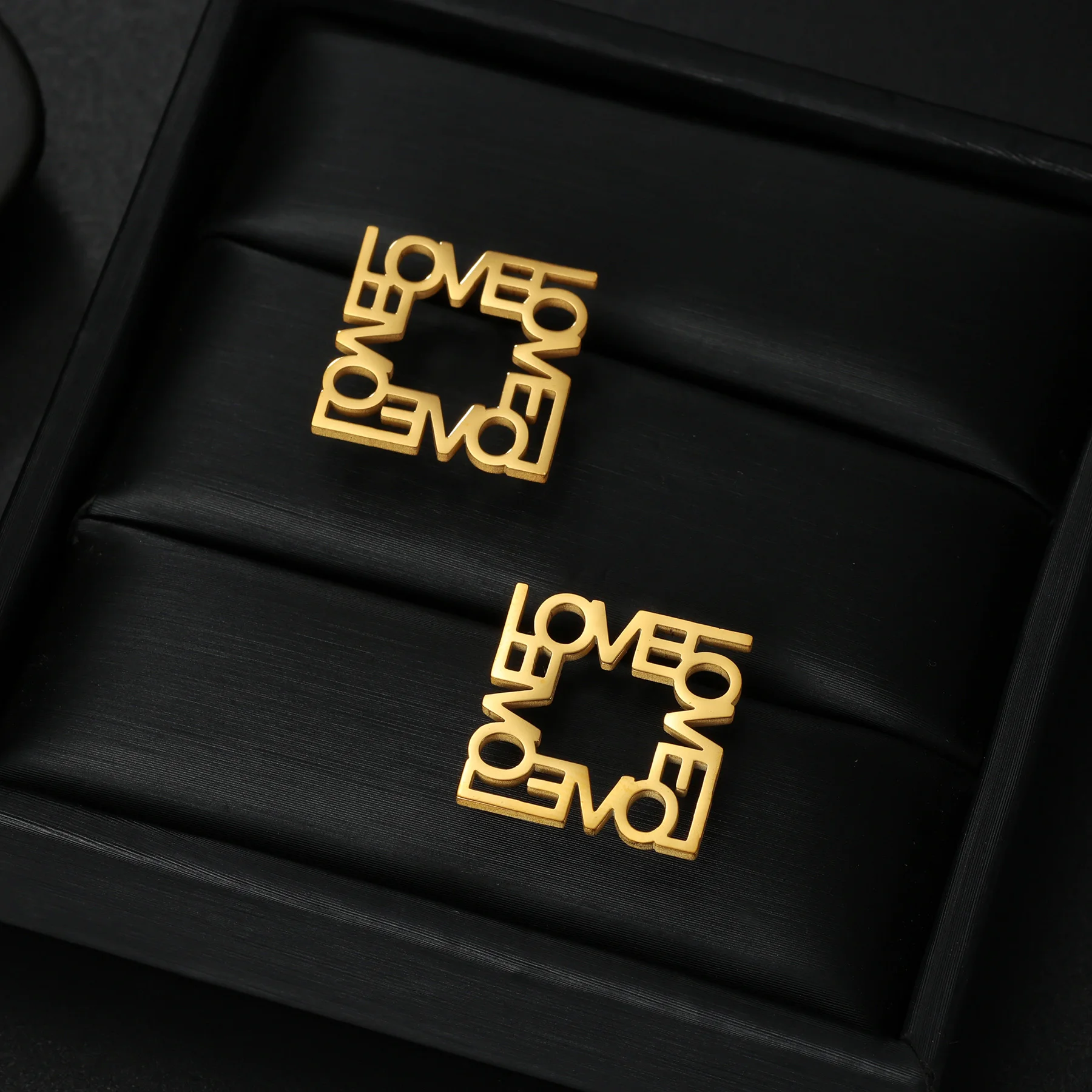 Custom Name Square Shape Earrings Stainless Steel Personalized Welding Name Stud Earrings Jewelry For Women Mother's Day Gift