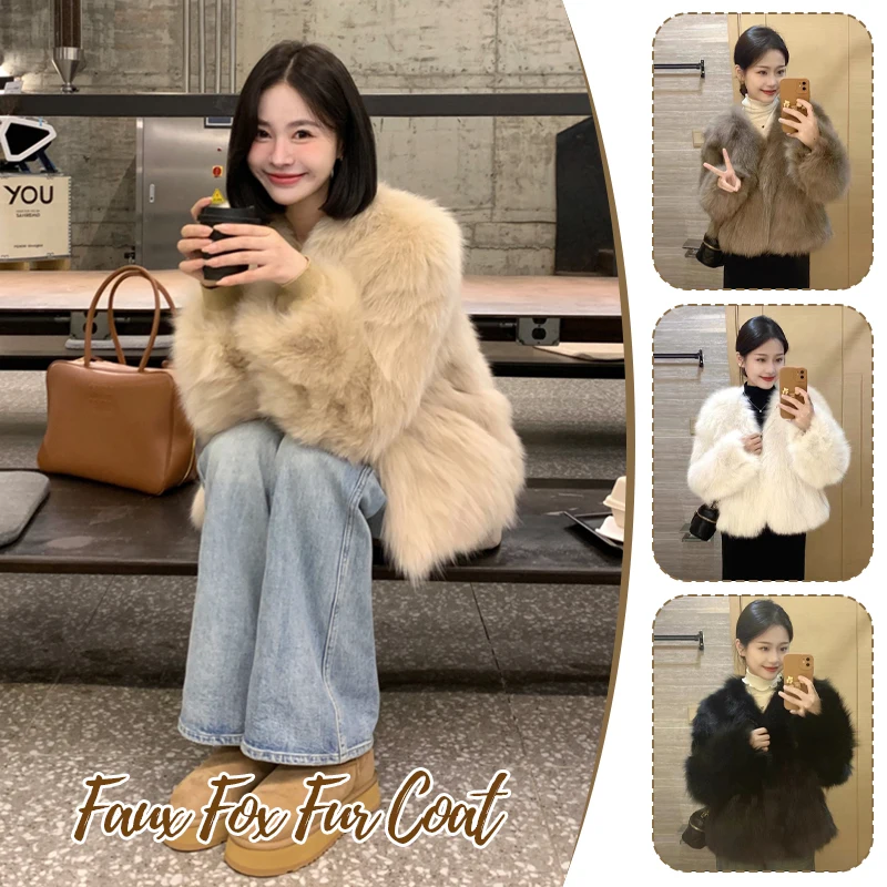 

2025 Imitation Fox Fur Eco Friendly Fur Coat Cardigan Women's Winter New Black Short Style Slim And Fashionable Young Fur Coat