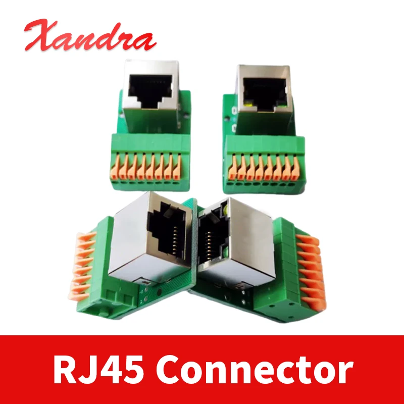 RJ45 Welding Free Network Port Socket Block Guide Rail Installation Terminals Connector RJ45 Data Adapter Board Female Terminal
