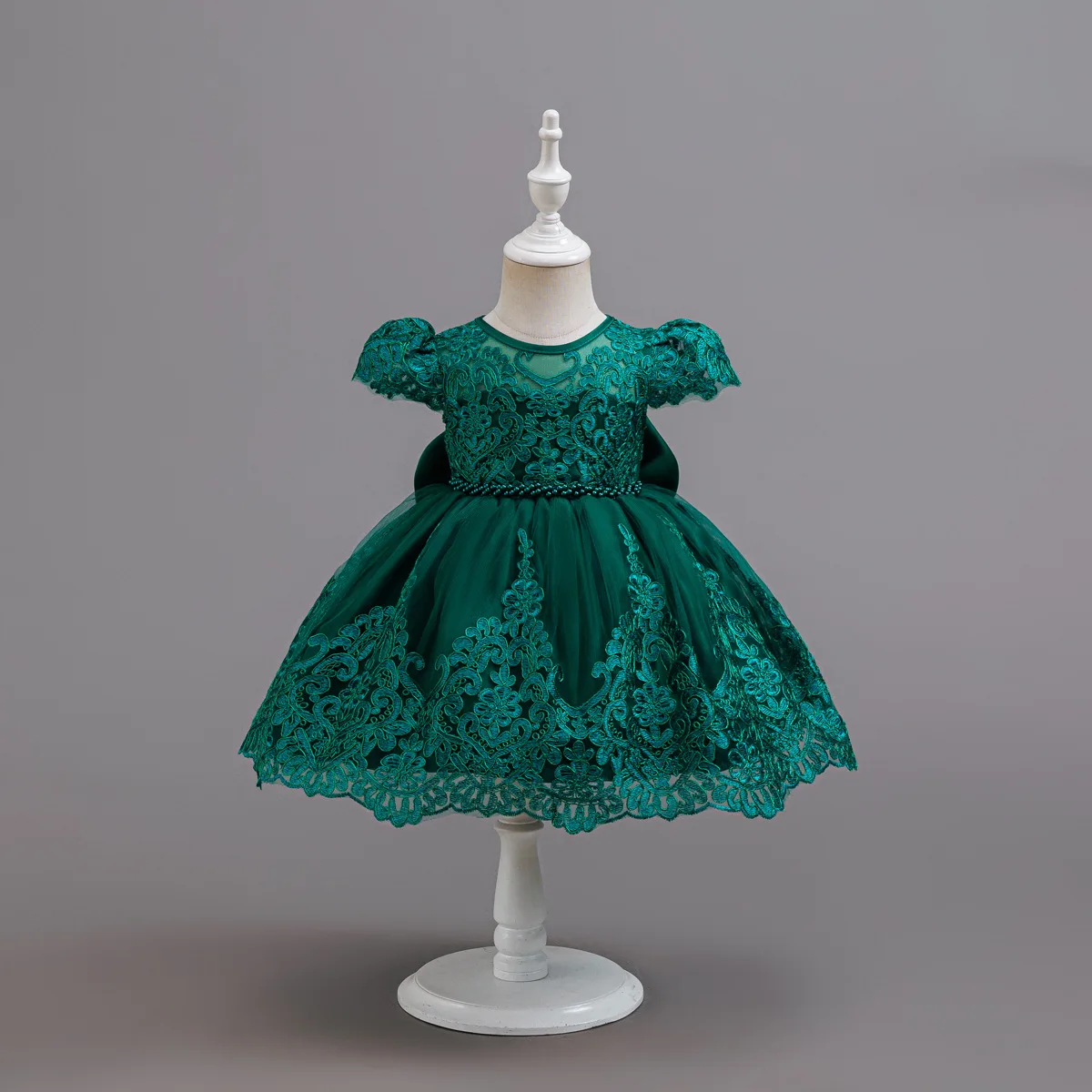 HETISO Embroidery Lace Girls Princess Dress Elegant Kids Party Wedding Birthday Ball Gown Child School Wear 1-6 Years