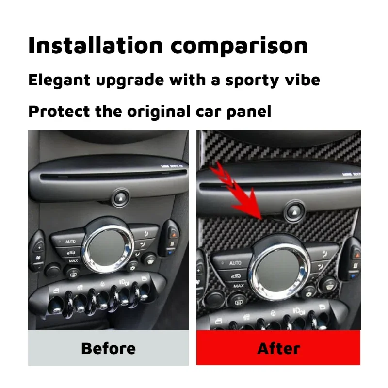 Kohlefaser-Mittelkonsolen-Drehknopf-Abdeckungsaufkleber für Mini Cooper Clubman R55 R56 R57 Auto-Zierleiste Auto-Innenausstattung Zubehör – Detail 3