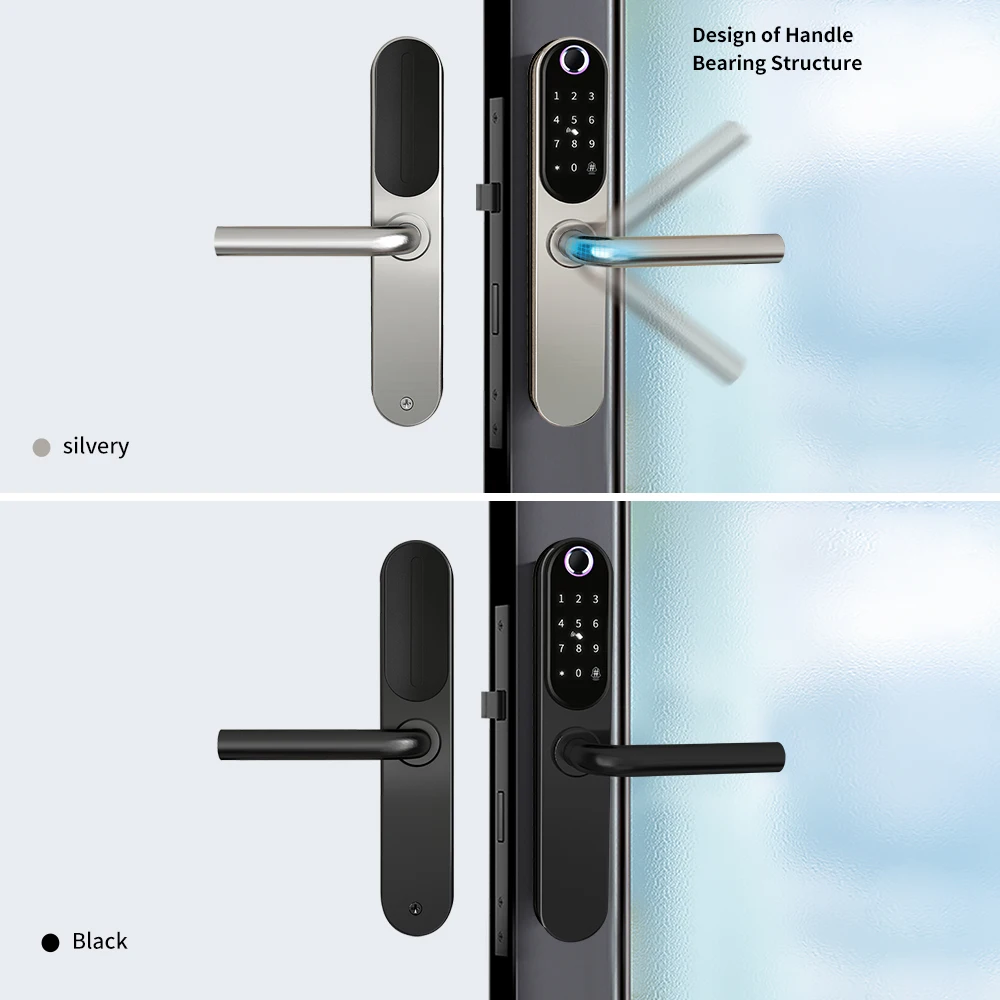 Tuya Slim European Fireproof Waterproof Cerradura Biomtrica Fingerprint Smart 5-in-1 Keyless Entry Door Lock