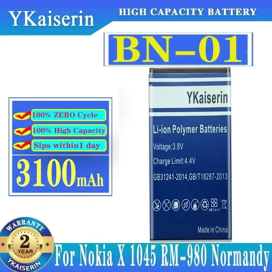 

For Nokia X 1045 RM-980 Normandy X2 X+ Plus 1013 X2DS BN 01 BN-01 3100Mah Mobile Phone Battery Environmentally Friendly