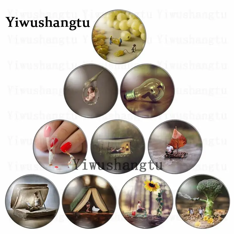 

Милый миниатюрный человек и природа в сказочных сказках 12 мм/18 мм/20 мм/25 мм круглая фотостеклянная фурнитура для демонстрации кабошона с плоским основанием