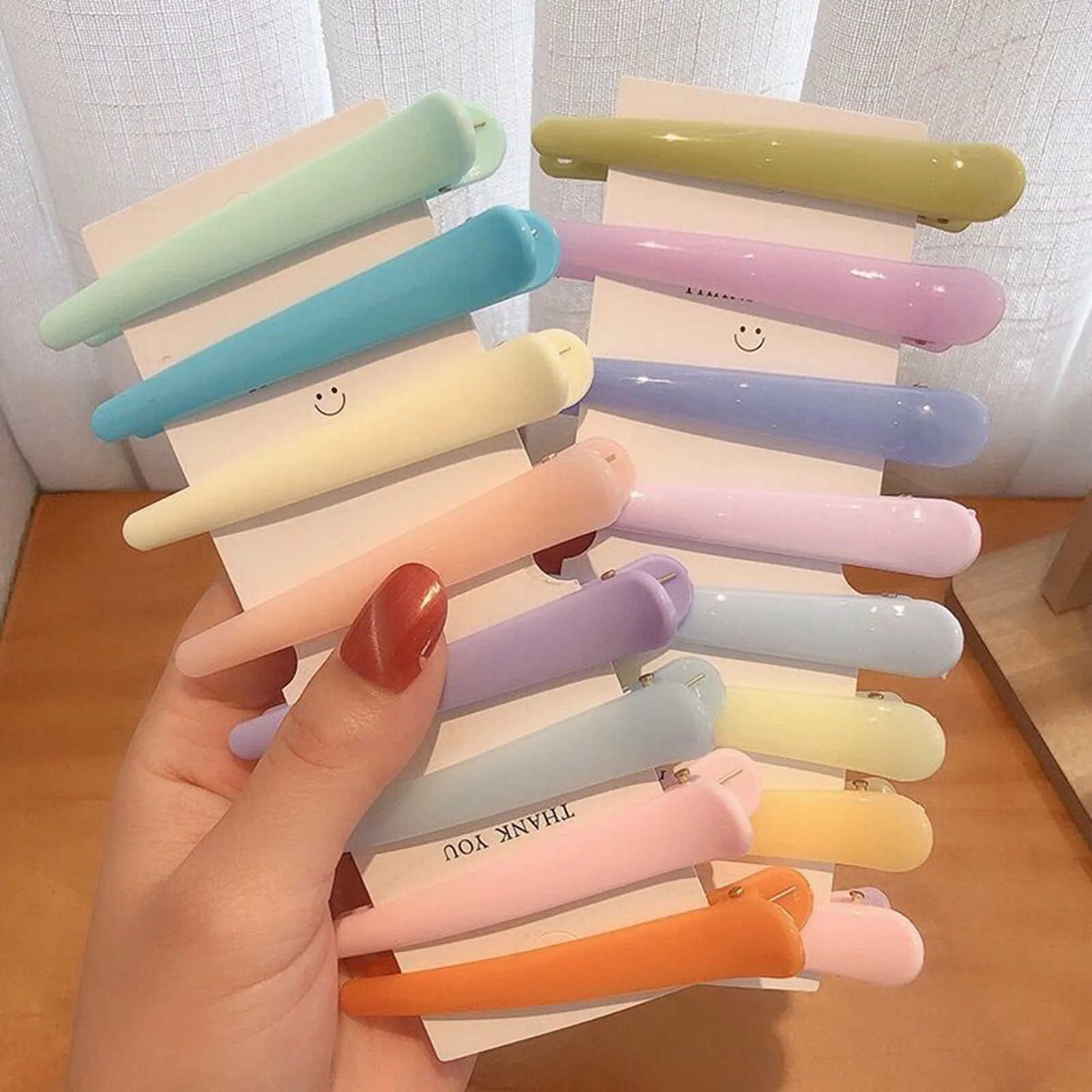 10PCS Candy Color Hair Clips Women Girls Colorful Plastic Long Hairpins Simple Hair Clips Barrettes Fashion Hair Accessories