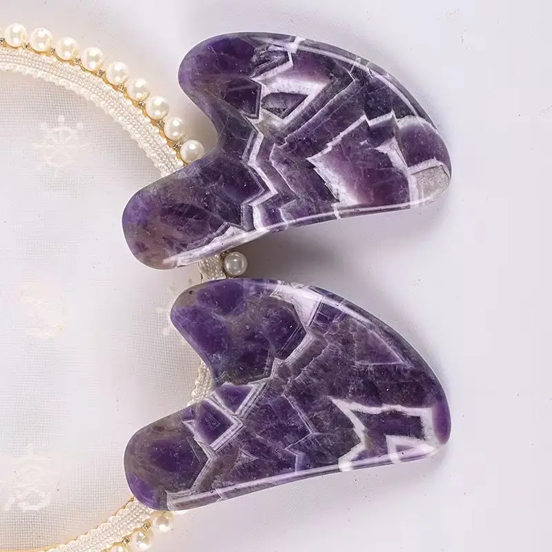 

Natural Amethyst Face Gua Sha Massager Gouache Scraper Healing Stone Neck Therapy Face Lifting Anti-aging Skin Care Tools