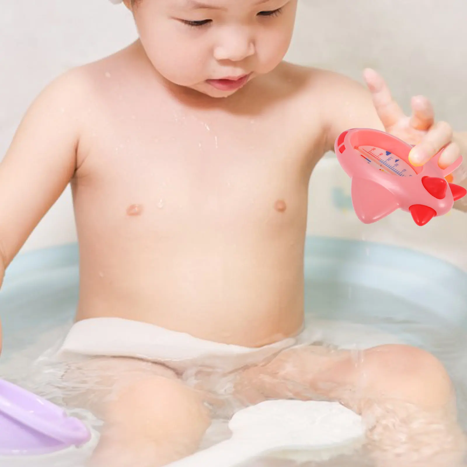 Baby Bath Thermometer Cartoon Airplane Shape Large Digital Display Dual Function Bath and Room Thermometer Floating Water