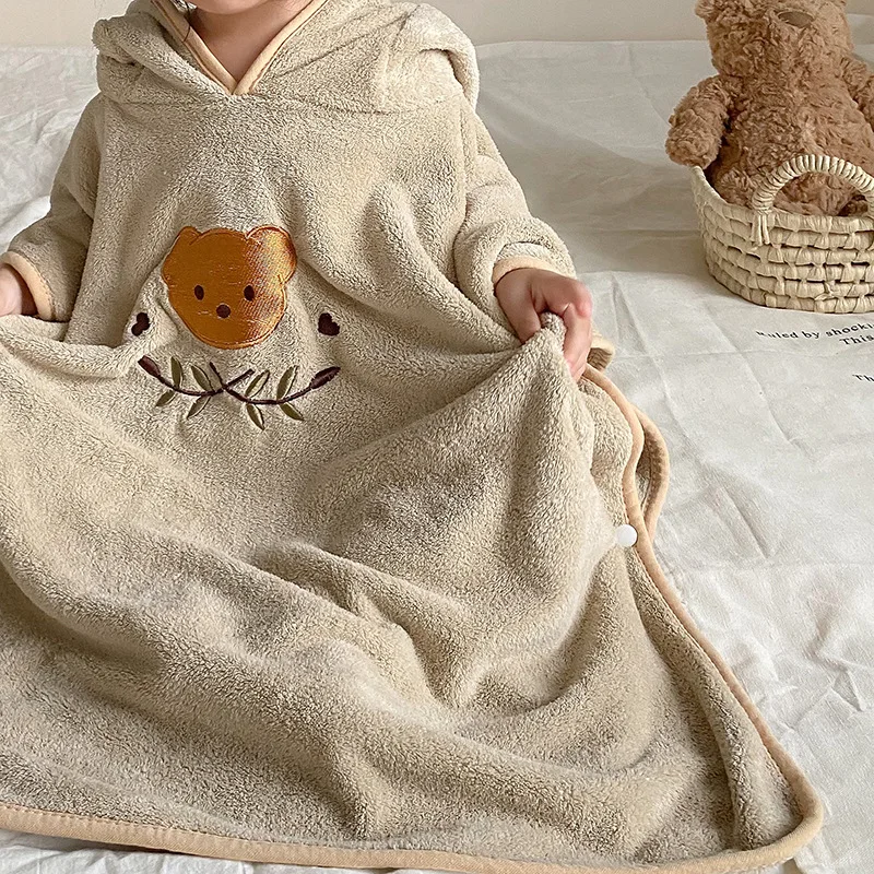 korean-bear-hooded-cape-coral-fleece-bath-towel-for-kids-baby-embroidered-soft-absorbent