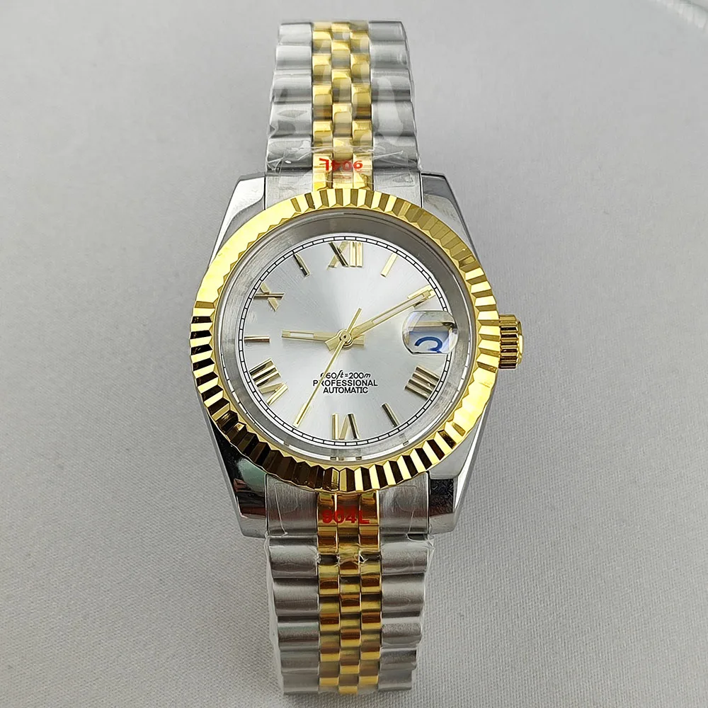 39mm/36mm Gehäuse römisches Zifferblatt Saphirglas Herren hochwertige automatische mechanische Uhr geeignet für nh35 und nh36 Uhrwerke